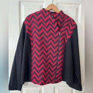 Chico's Red and Black Chevron Blazer Jacket